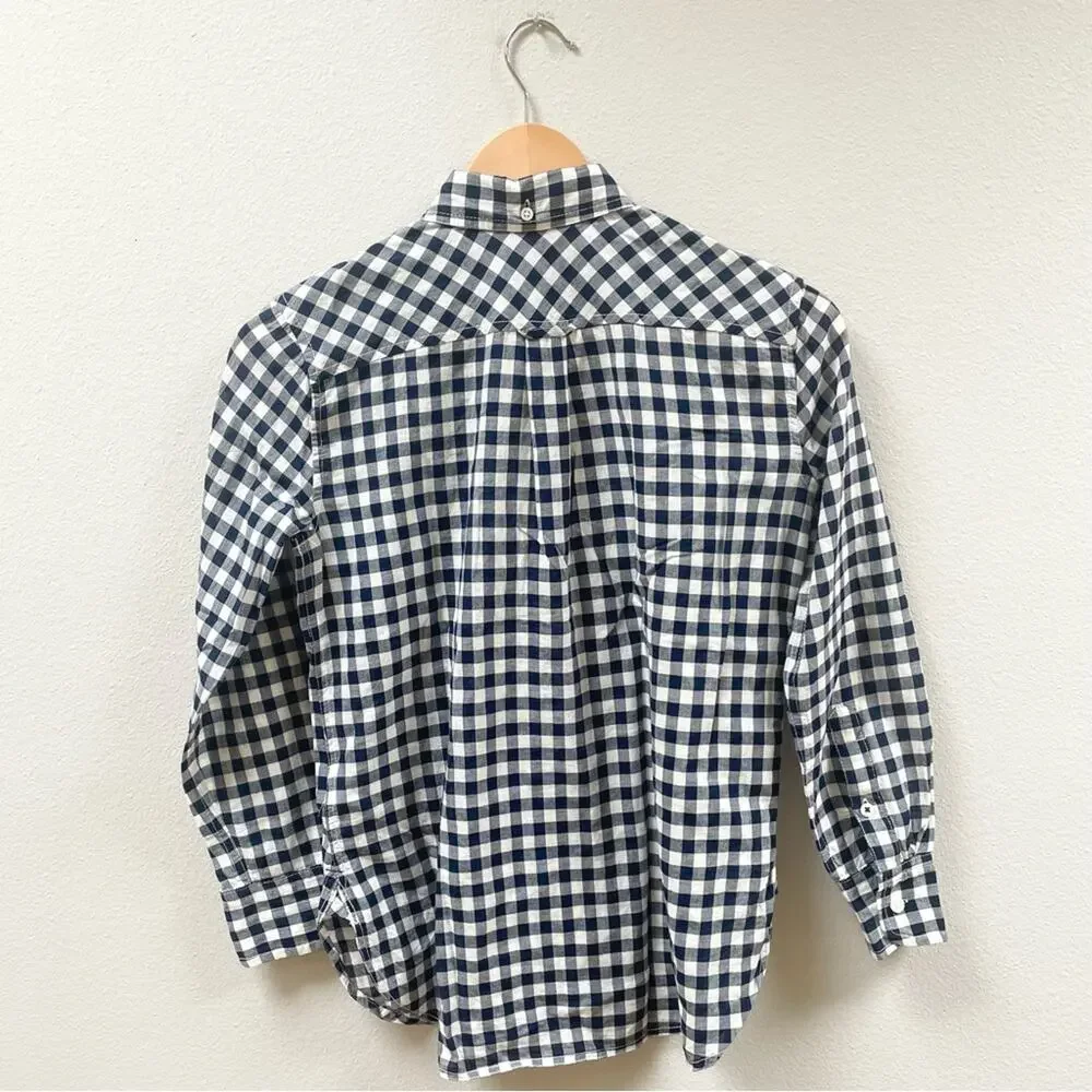 J. Crew Classic-fit Shirt Petite in Crinkle Gingham Navy Women's 00P AW252 $79